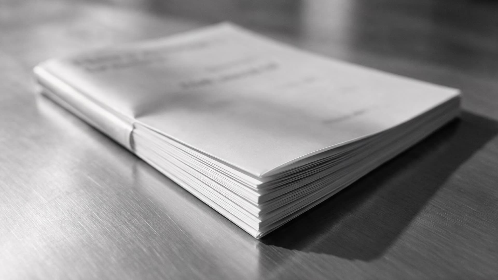 The same case from outside: the printed proposal on the steel table