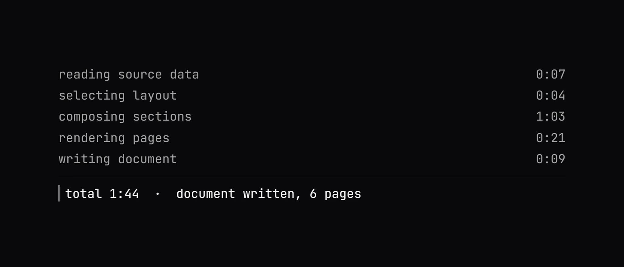 Screencast: the proposal generator running — PDF preview left, log right