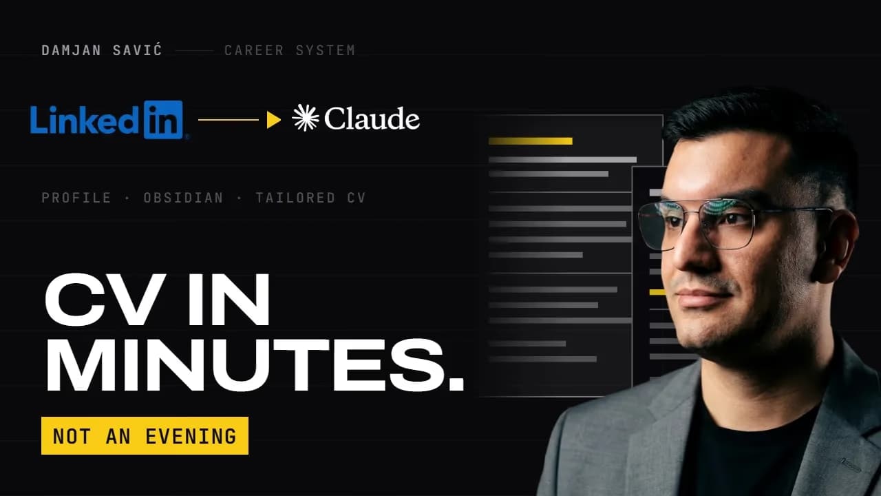 Cover of the article: Applications in minutes: LinkedIn as the source, Obsidian as the memory, Claude as the typesetter