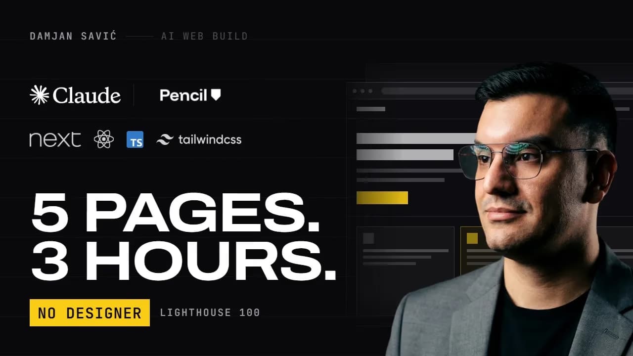 Cover of the article: A full website in under three hours: Claude Code, Pencil and five phases
