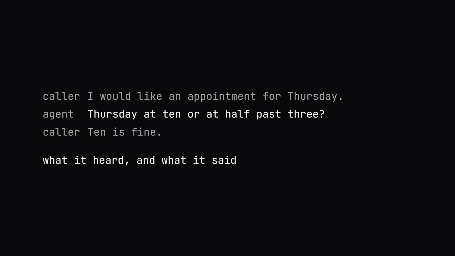Screenshot: the transcript beside the script