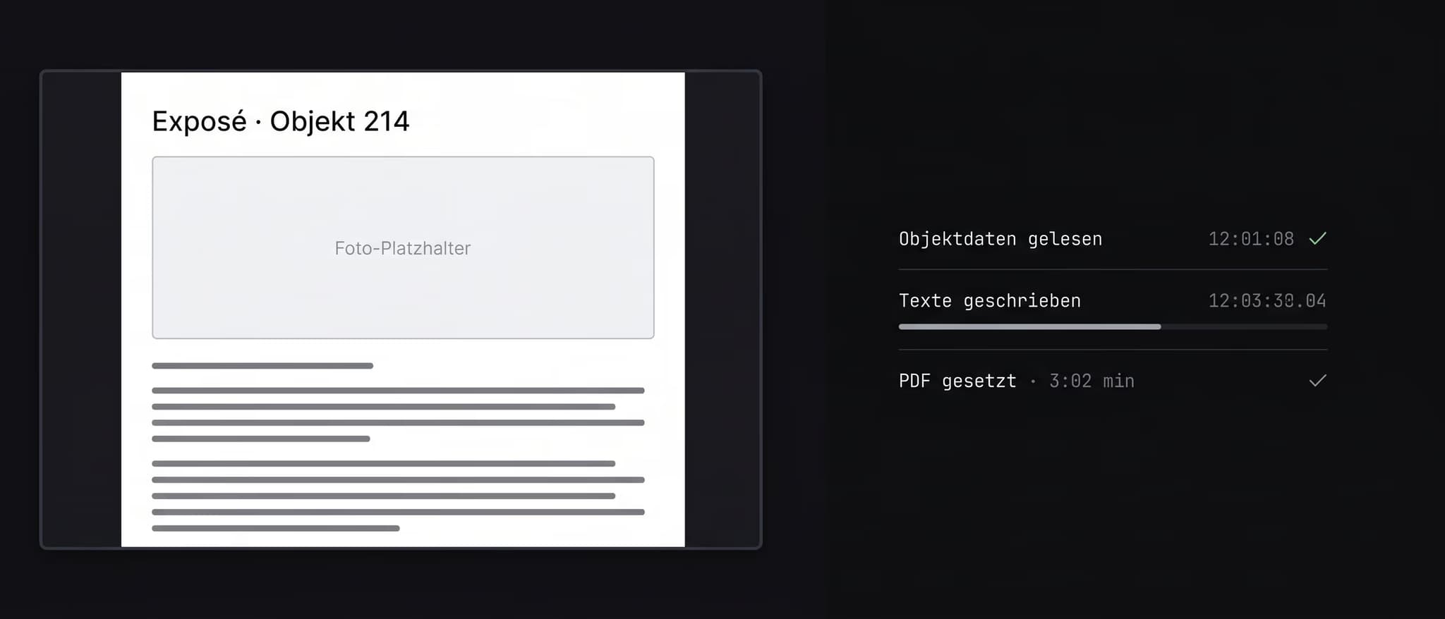 Screencast · The thing running: exposé preview on the left, generation log on the right