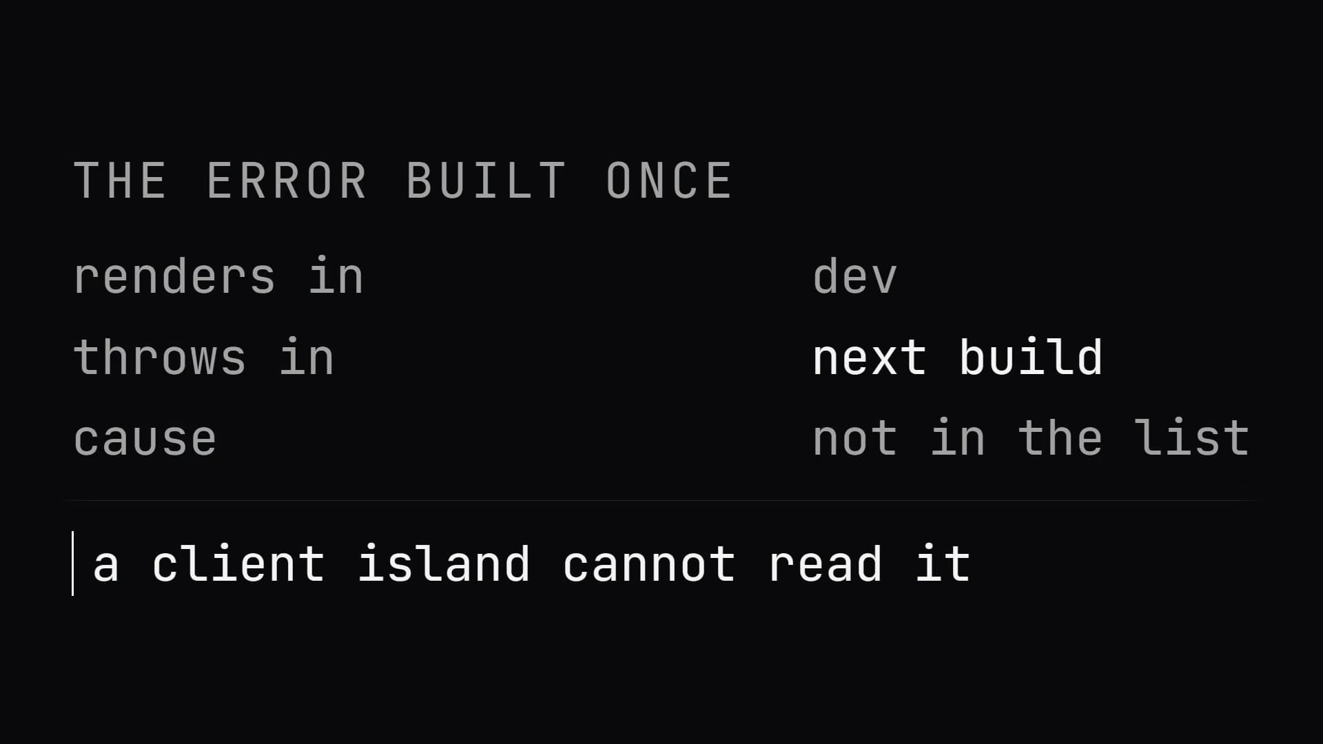 Screenshot · the error React produces the first time